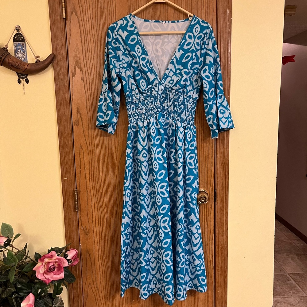 Blue Patterned Women's Dress
